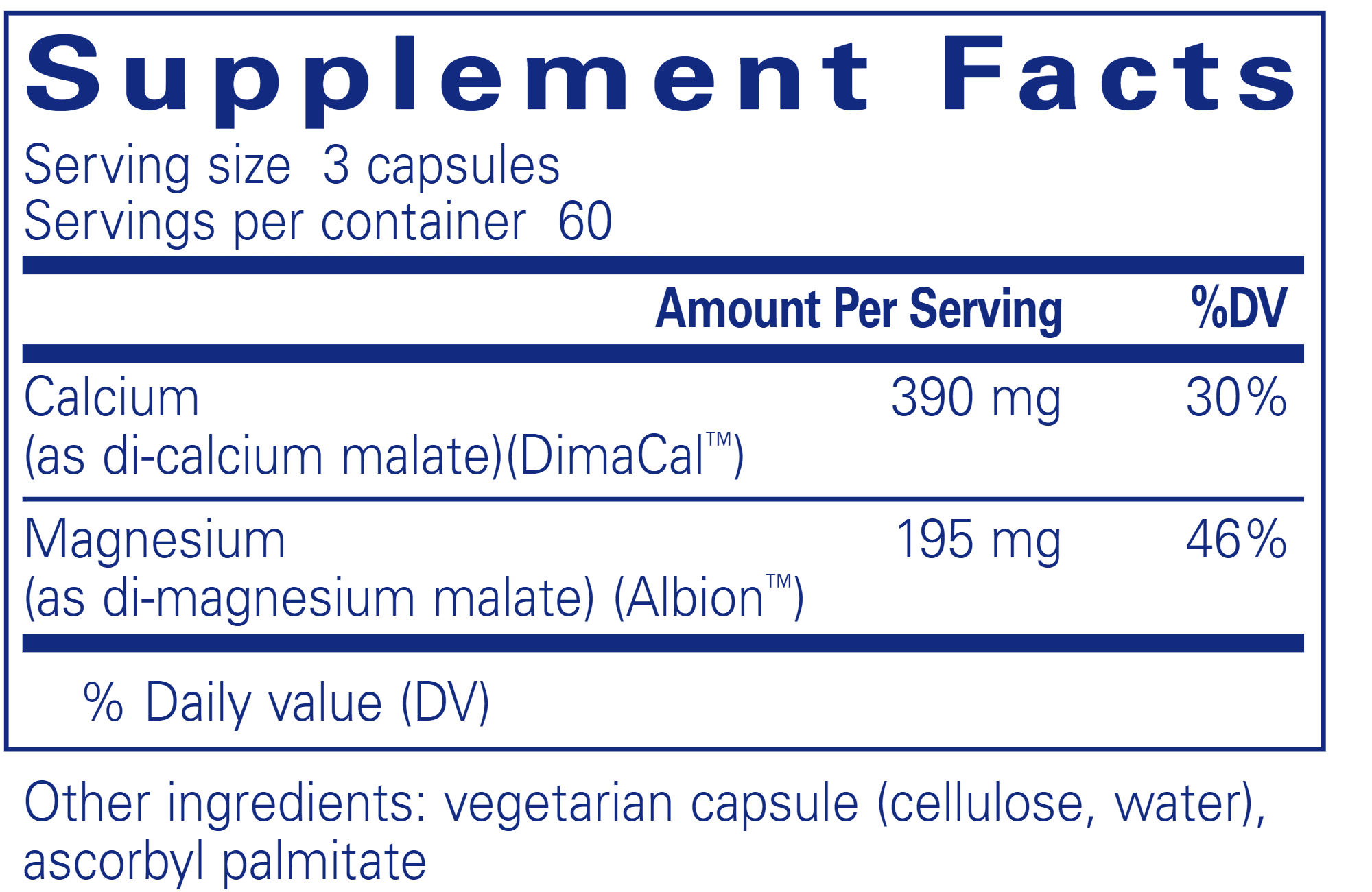 Cal-Mag (malate) 2-1 180 vcaps ingredients