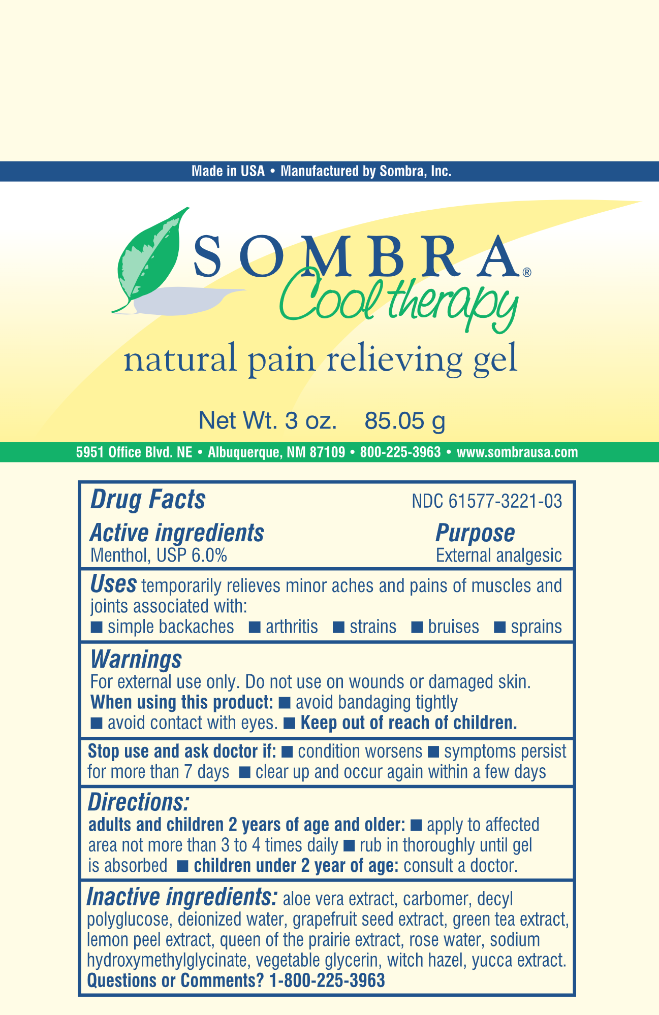 Cool Therapy Roll-On 3 oz label ingredients