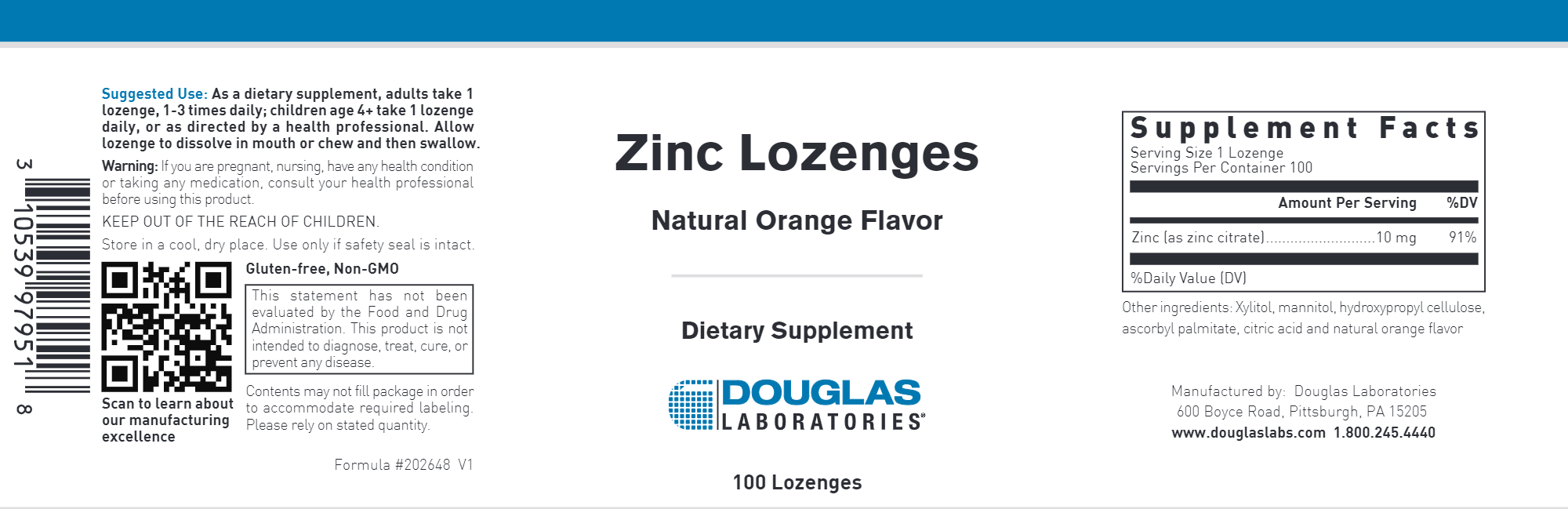 Zinc Lozenges 100 loz ingredients