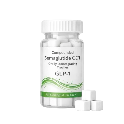 Compounded GLP-1 oral troches for sublingual weight loss therapy