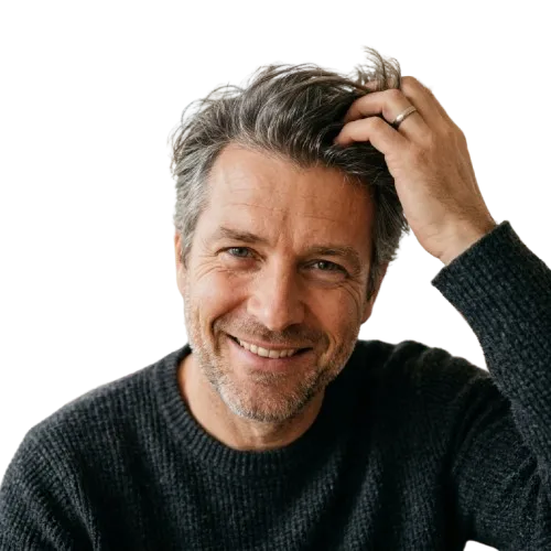 Hair Loss 5 Hair loss treatment — happy client with restored hair