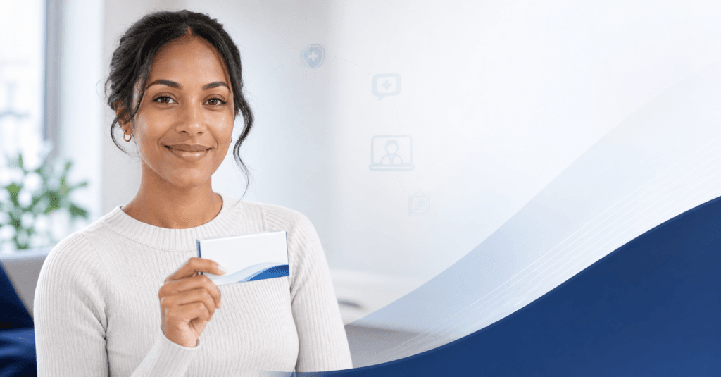 Woman holding a medication box with telehealth icons — Profusions Health and Wellness GLP-1 weight loss program